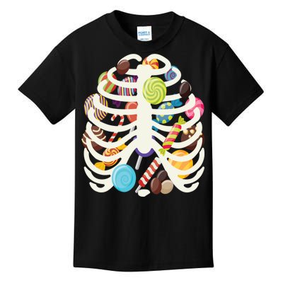 Cute Candy Skeleton Rib Cage Halloween Kids T-Shirt