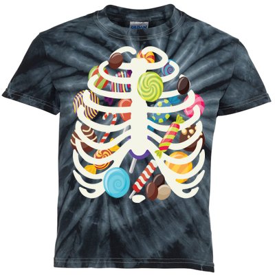 Cute Candy Skeleton Rib Cage Halloween Kids Tie-Dye T-Shirt