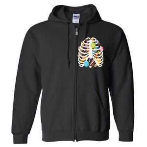 Cute Candy Skeleton Rib Cage Halloween Full Zip Hoodie