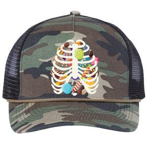 Cute Candy Skeleton Rib Cage Halloween Retro Rope Trucker Hat Cap