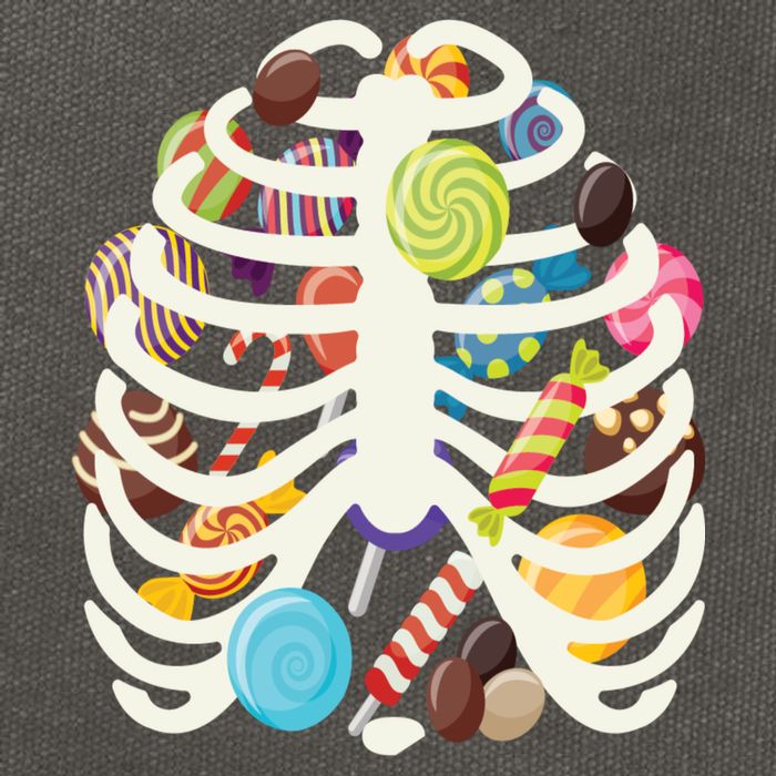 Cute Candy Skeleton Rib Cage Halloween Cotton Canvas Backpack
