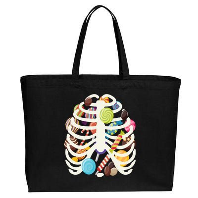 Cute Candy Skeleton Rib Cage Halloween Cotton Canvas Jumbo Tote