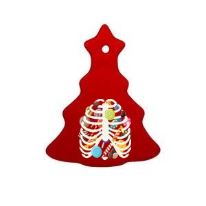 Cute Candy Skeleton Rib Cage Halloween Ceramic Tree Ornament