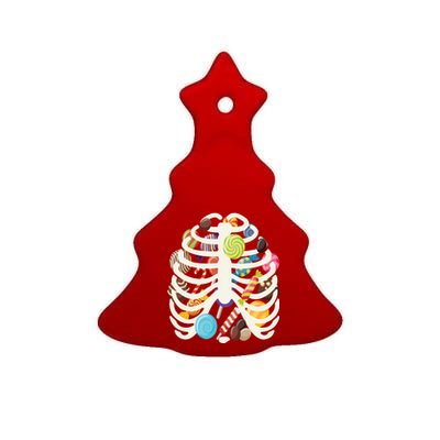 Cute Candy Skeleton Rib Cage Halloween Ceramic Tree Ornament