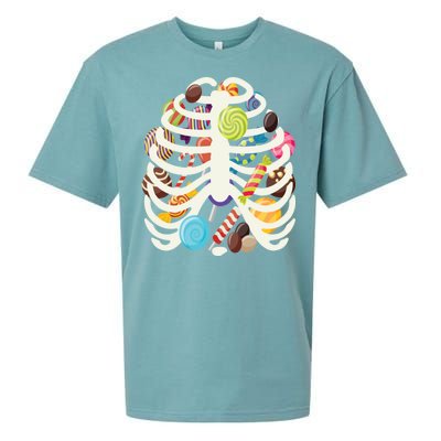 Cute Candy Skeleton Rib Cage Halloween Sueded Cloud Jersey T-Shirt