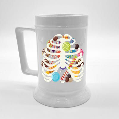 Cute Candy Skeleton Rib Cage Halloween Beer Stein