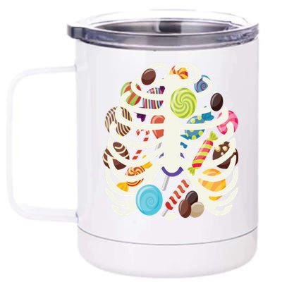 Cute Candy Skeleton Rib Cage Halloween 12 oz Stainless Steel Tumbler Cup