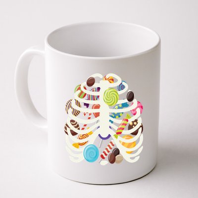 Cute Candy Skeleton Rib Cage Halloween Coffee Mug