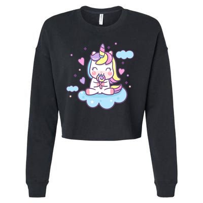 Cute Candy Unicorn Cropped Pullover Crew