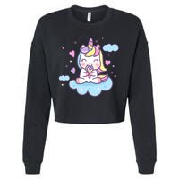 Cute Candy Unicorn Cropped Pullover Crew