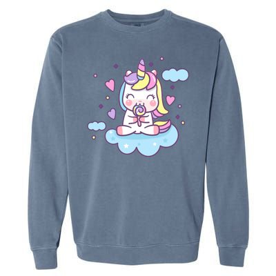 Cute Candy Unicorn Garment-Dyed Sweatshirt