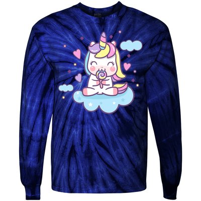 Cute Candy Unicorn Tie-Dye Long Sleeve Shirt