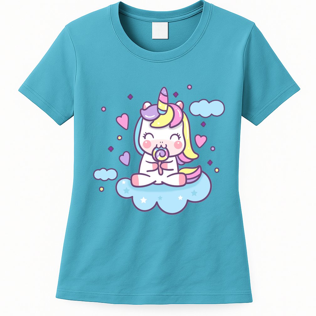 Cute Candy Unicorn Womens T-Shirt