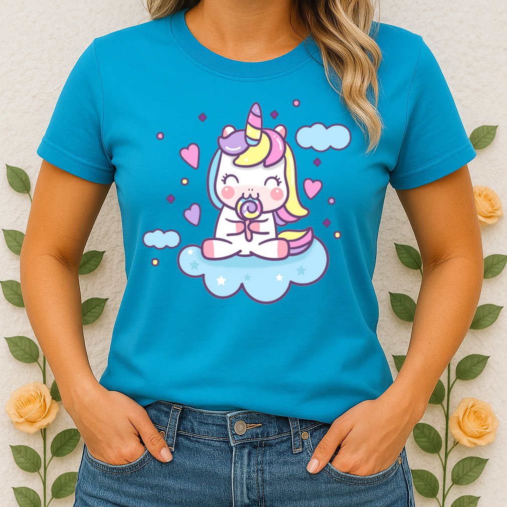 Cute Candy Unicorn Womens T-Shirt