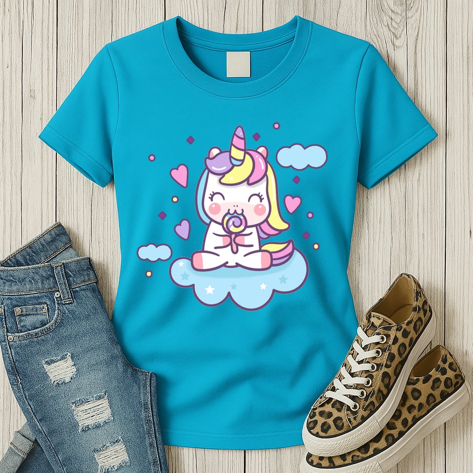 Cute Candy Unicorn Womens T-Shirt