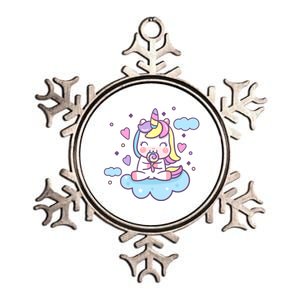 Cute Candy Unicorn Metallic Star Ornament