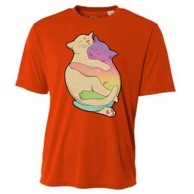 Cute Cat Love Hugging Out Cooling Performance Crew T-Shirt