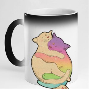 Cute Cat Love Hugging Out 11oz Black Color Changing Mug