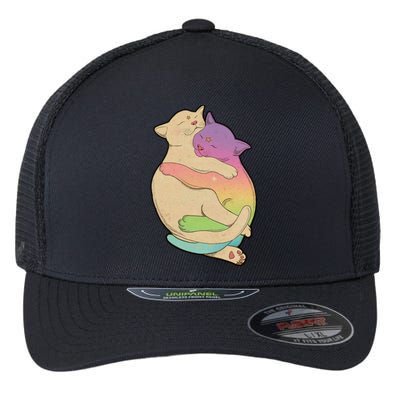 Cute Cat Love Hugging Out Flexfit Unipanel Trucker Cap