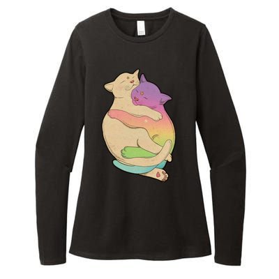 Cute Cat Love Hugging Out Womens CVC Long Sleeve Shirt