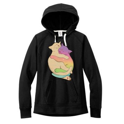 Cute Cat Love Hugging Out Women's Fleece Hoodie