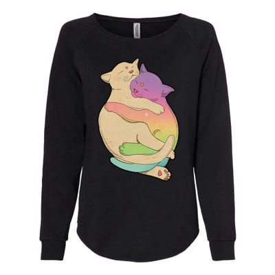 Cute Cat Love Hugging Out Womens California Wash Sweatshirt