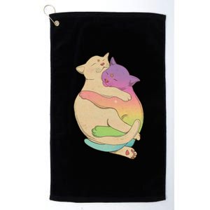 Cute Cat Love Hugging Out Platinum Collection Golf Towel