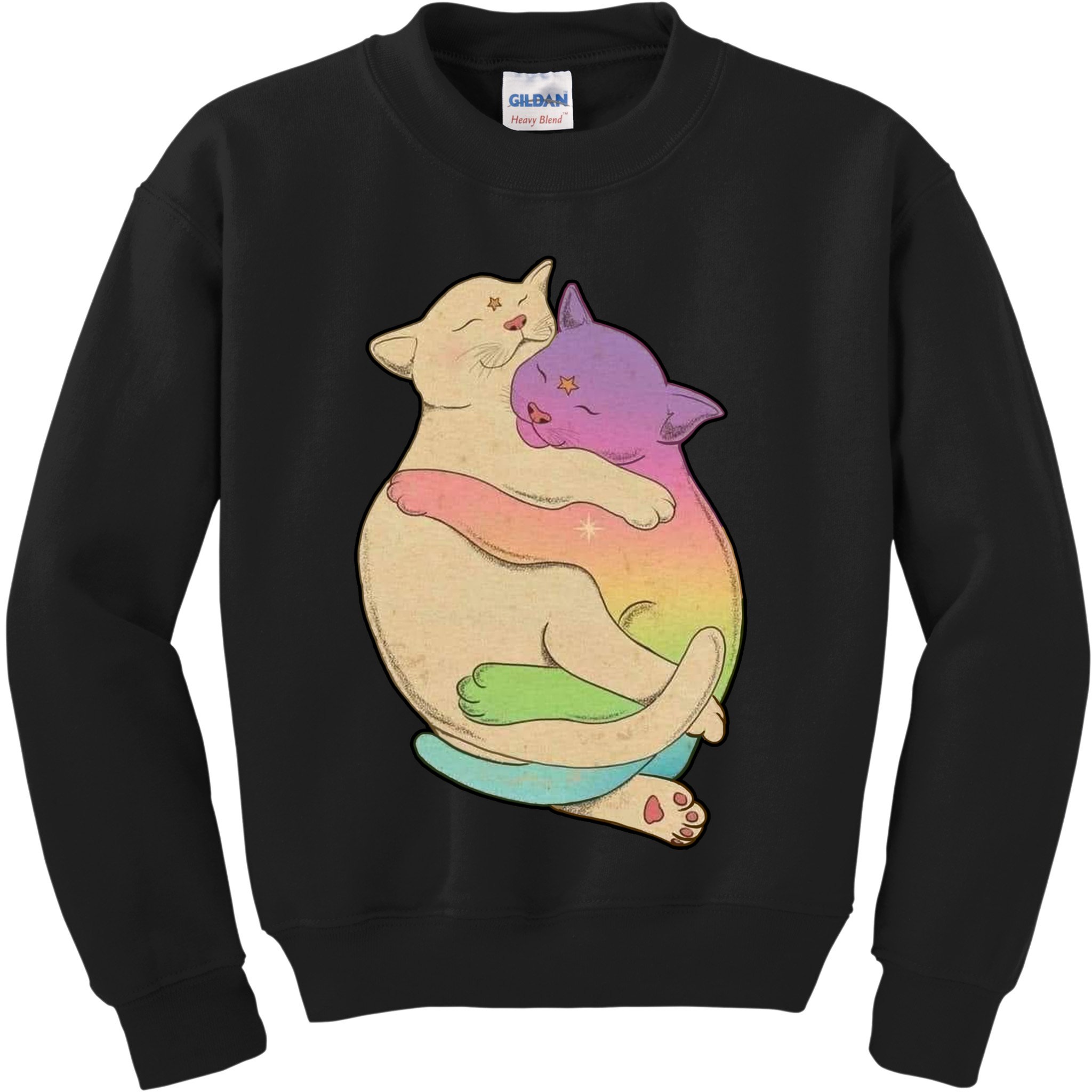 Cute Cat Love Hugging Out Kids Sweatshirt