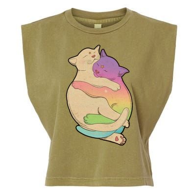 Cute Cat Love Hugging Out Garment-Dyed Women's Muscle Tee