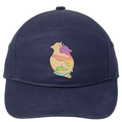 Cute Cat Love Hugging Out 7-Panel Snapback Hat