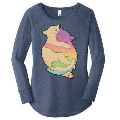 Cute Cat Love Hugging Out Women's Perfect Tri Tunic Long Sleeve Shirt