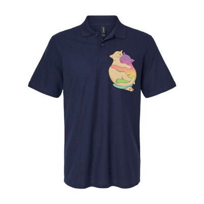 Cute Cat Love Hugging Out Softstyle Adult Sport Polo