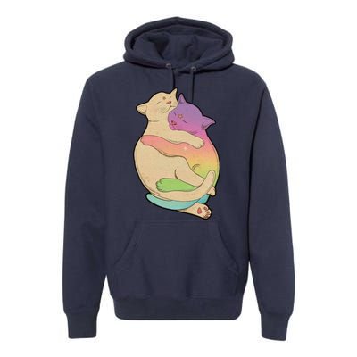 Cute Cat Love Hugging Out Premium Hoodie