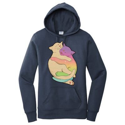 Cute Cat Love Hugging Out Women's Pullover Hoodie