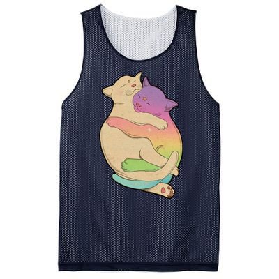 Cute Cat Love Hugging Out Mesh Reversible Basketball Jersey Tank