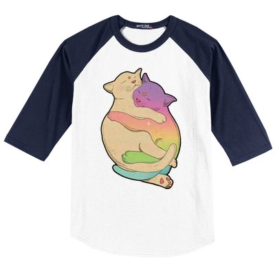 Cute Cat Love Hugging Out Baseball Sleeve Shirt