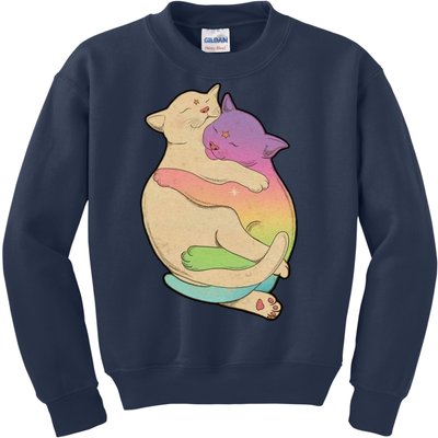 Cute Cat Love Hugging Out Kids Sweatshirt