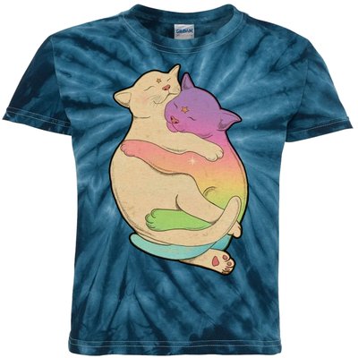 Cute Cat Love Hugging Out Kids Tie-Dye T-Shirt