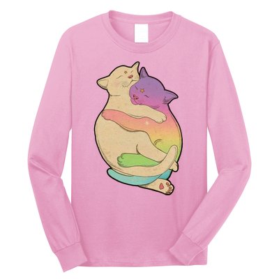 Cute Cat Love Hugging Out Long Sleeve Shirt