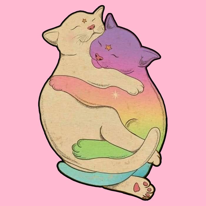 Cute Cat Love Hugging Out Long Sleeve Shirt