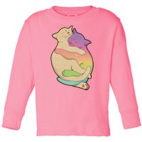 Cute Cat Love Hugging Out Toddler Long Sleeve Shirt