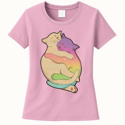 Cute Cat Love Hugging Out Womens T-Shirt