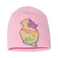 Cute Cat Love Hugging Out Short Acrylic Beanie