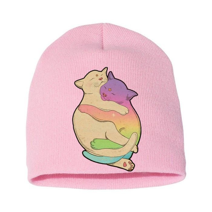 Cute Cat Love Hugging Out Short Acrylic Beanie