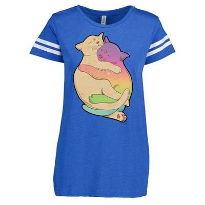 Cute Cat Love Hugging Out Enza Ladies Jersey Football T-Shirt