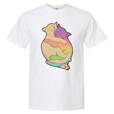 Cute Cat Love Hugging Out Garment-Dyed Heavyweight T-Shirt