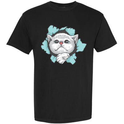 Cute Cat Through Hole Garment-Dyed Heavyweight T-Shirt