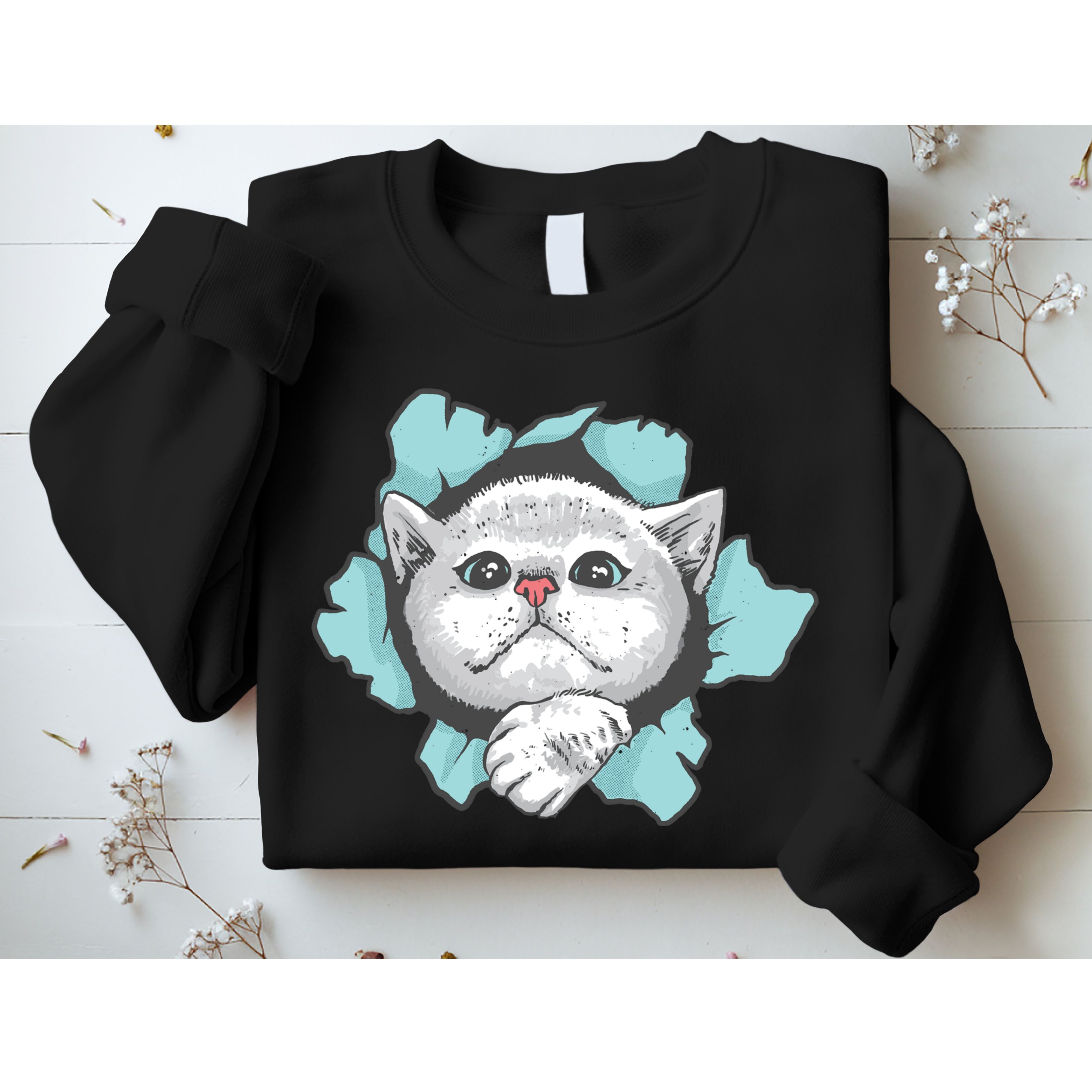 Cute Cat Through Hole Sweatshirt