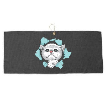 Cute Cat Through Hole Large Microfiber Waffle Golf Towel