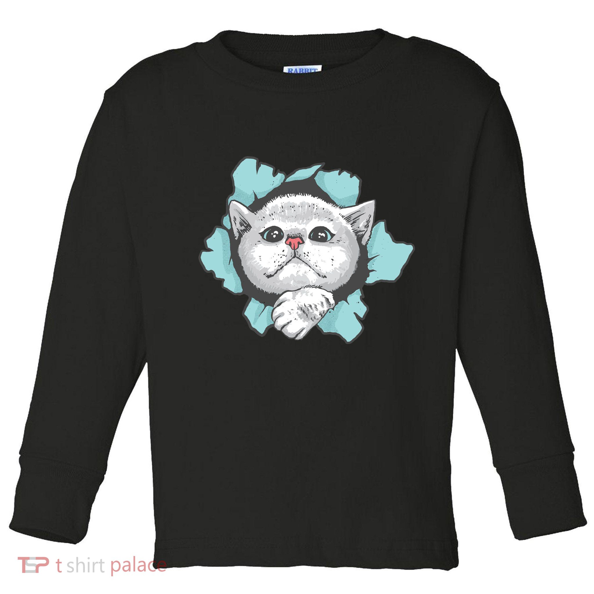 Cute Cat Through Hole Toddler Long Sleeve Shirt